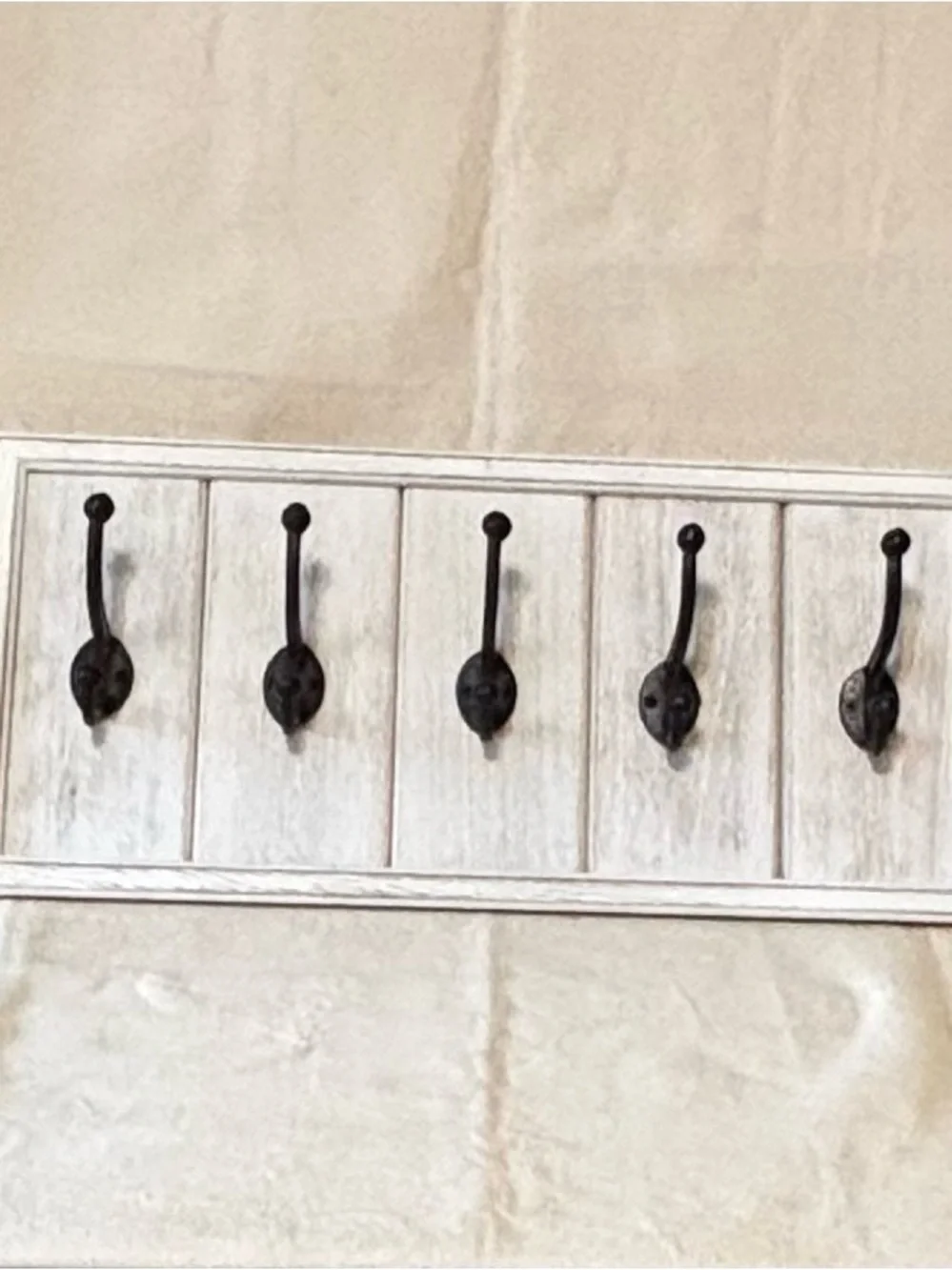 Sonoma White Wall Hook Rack with Black Hooks
